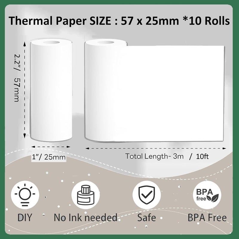 ECIFFO 5 Rolls Thermal Printer Paper & 5 Rolls Self-adhesive Stickers, Mini Printer Paper Refill For Mini Sticker Receipt Printer - Image 2